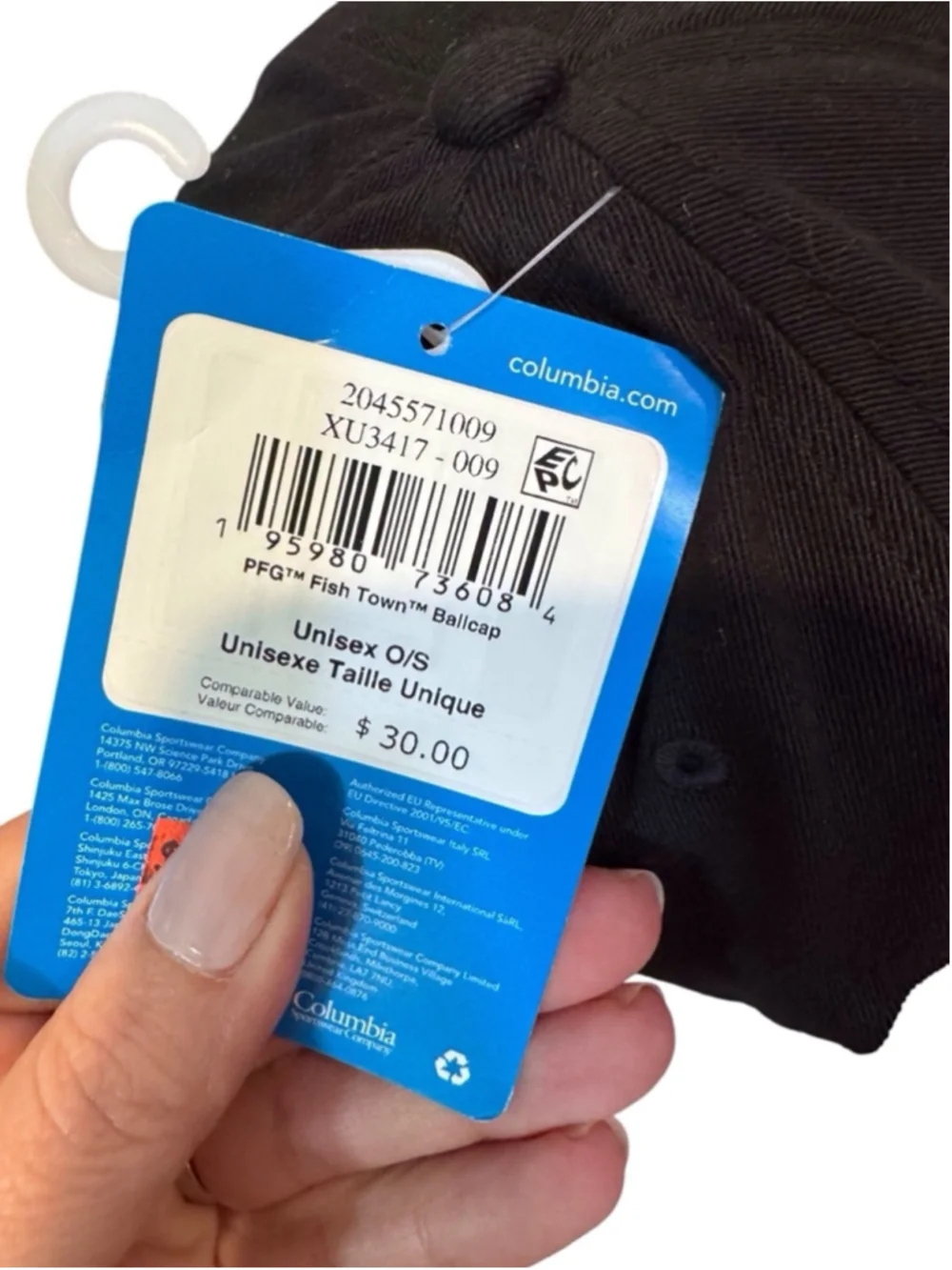 Unisex Columbia Ballcap Hat One Size Black